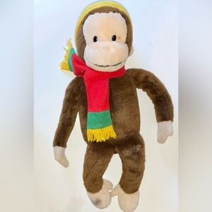 Large Curious George Plush Macy's Embroidered Winter Hat and Scarf 24in HMCO
